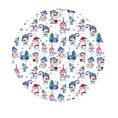 Cute Snowmen Celebrate New Year Mini Round Pill Box by SychEva