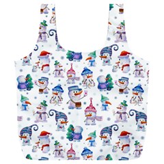 Cute Snowmen Celebrate New Year Full Print Recycle Bag (xxl) by SychEva