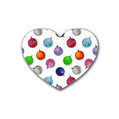 Christmas Balls Rubber Heart Coaster (4 Pack) by SychEva