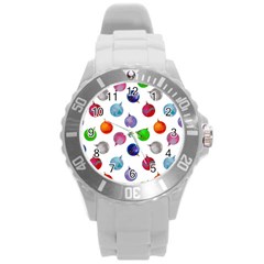 Christmas Balls Round Plastic Sport Watch (l) by SychEva