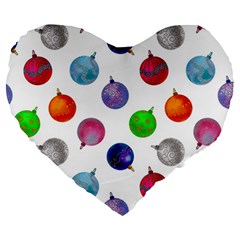 Christmas Balls Large 19  Premium Heart Shape Cushions by SychEva