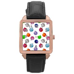 Christmas Balls Rose Gold Leather Watch  by SychEva