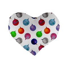 Christmas Balls Standard 16  Premium Flano Heart Shape Cushions by SychEva