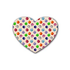 Christmas Balls Rubber Heart Coaster (4 Pack) by SychEva