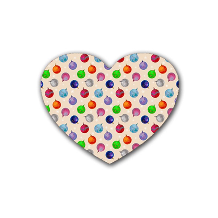 Christmas Balls Rubber Heart Coaster (4 pack)