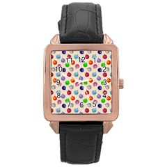 Christmas Balls Rose Gold Leather Watch  by SychEva