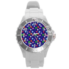 Christmas Balls Round Plastic Sport Watch (l) by SychEva