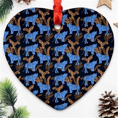 Blue Tigers Ornament (heart) by SychEva