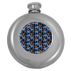 Blue Tigers Round Hip Flask (5 Oz) by SychEva