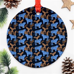 Blue Tigers Round Ornament (two Sides) by SychEva