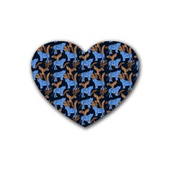 Blue Tigers Rubber Coaster (heart) by SychEva