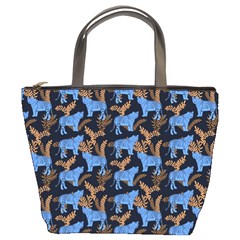 Blue Tigers Bucket Bag by SychEva