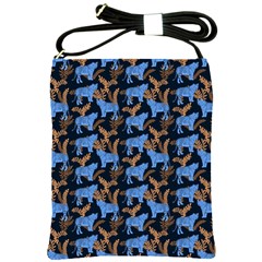 Blue Tigers Shoulder Sling Bag by SychEva