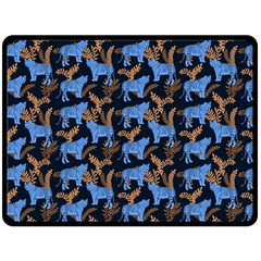 Blue Tigers Fleece Blanket (large)  by SychEva