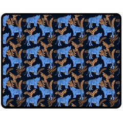 Blue Tigers Fleece Blanket (medium)  by SychEva