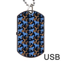 Blue Tigers Dog Tag Usb Flash (two Sides) by SychEva