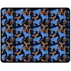 Blue Tigers Double Sided Fleece Blanket (medium)  by SychEva