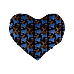 Blue Tigers Standard 16  Premium Flano Heart Shape Cushions by SychEva