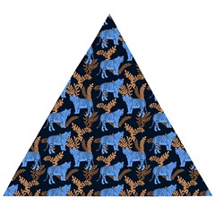 Blue Tigers Wooden Puzzle Triangle by SychEva