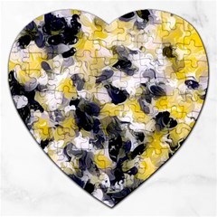 Black, Gray And Yellow Swirls  Jigsaw Puzzle (heart) by Khoncepts