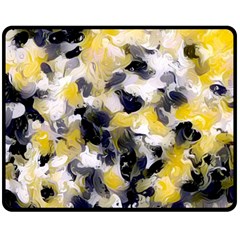 Black, Gray And Yellow Swirls  Double Sided Fleece Blanket (medium)  by Khoncepts