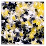 Black, Gray And Yellow Swirls  Large Satin Scarf (Square) Front