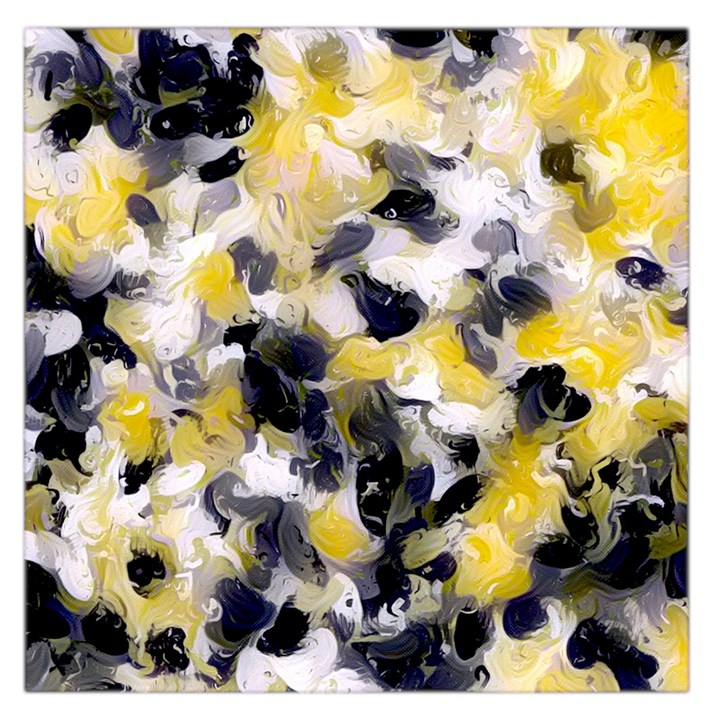 Black, Gray And Yellow Swirls  Large Satin Scarf (Square)