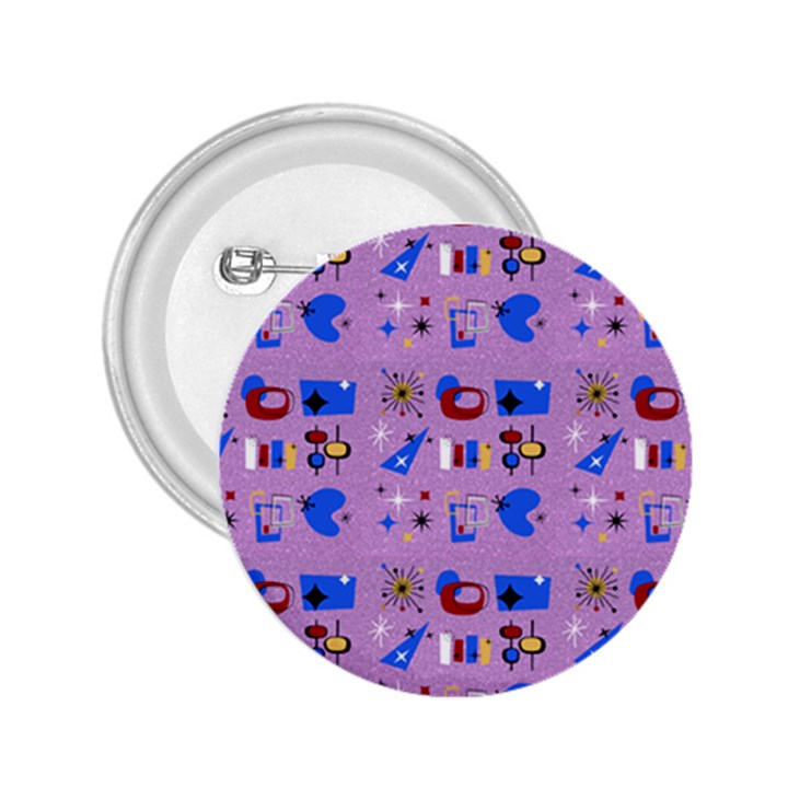 Pink 50s Pattern 2.25  Buttons