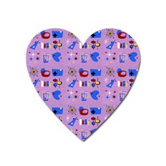 Pink 50s Pattern Heart Magnet by NerdySparkleGoth