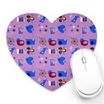 Pink 50s Pattern Heart Mousepads Front