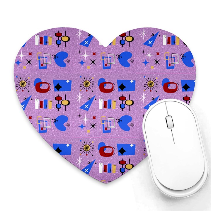 Pink 50s Pattern Heart Mousepads