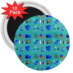 Green 50s Pattern 3  Magnets (10 pack)  Front