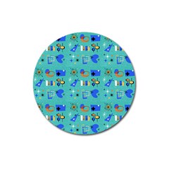 Green 50s Pattern Magnet 3  (round) by NerdySparkleGoth