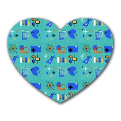 Green 50s Pattern Heart Mousepads by NerdySparkleGoth