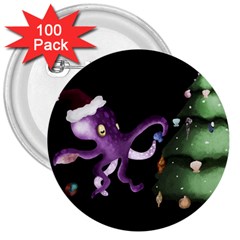 Octopus Black 3  Buttons (100 pack) 