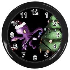 Octopus Black Wall Clock (Black)