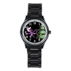 Octopus Black Stainless Steel Round Watch