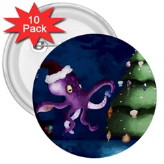 Octopus Color 3  Buttons (10 Pack)  by Blueketchupshop