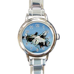 Christmas Cat Round Italian Charm Watch