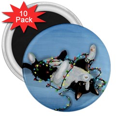 Christmas Cat 3  Magnets (10 Pack) 