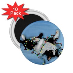 Christmas Cat 2 25  Magnets (10 Pack)  by Blueketchupshop