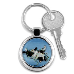 Christmas Cat Key Chain (round) by Blueketchupshop