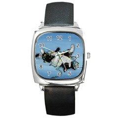 Christmas Cat Square Metal Watch