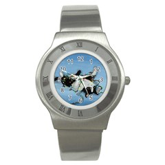 Christmas Cat Stainless Steel Watch by Blueketchupshop