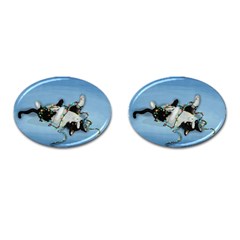 Christmas Cat Cufflinks (oval) by Blueketchupshop