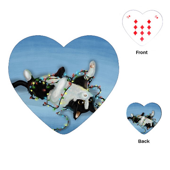 Christmas Cat Playing Cards Single Design (Heart)