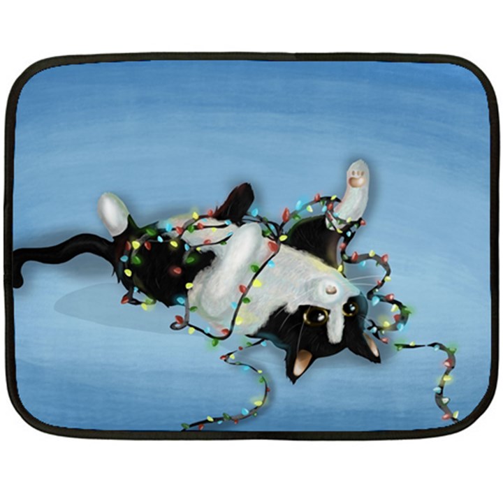 Christmas Cat Double Sided Fleece Blanket (Mini) 