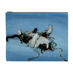 Christmas Cat Cosmetic Bag (xl) by Blueketchupshop