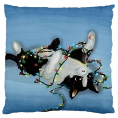 Christmas Cat Large Cushion Case (one Side) by Blueketchupshop