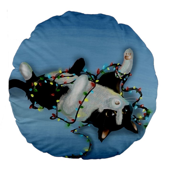 Christmas Cat Large 18  Premium Round Cushions